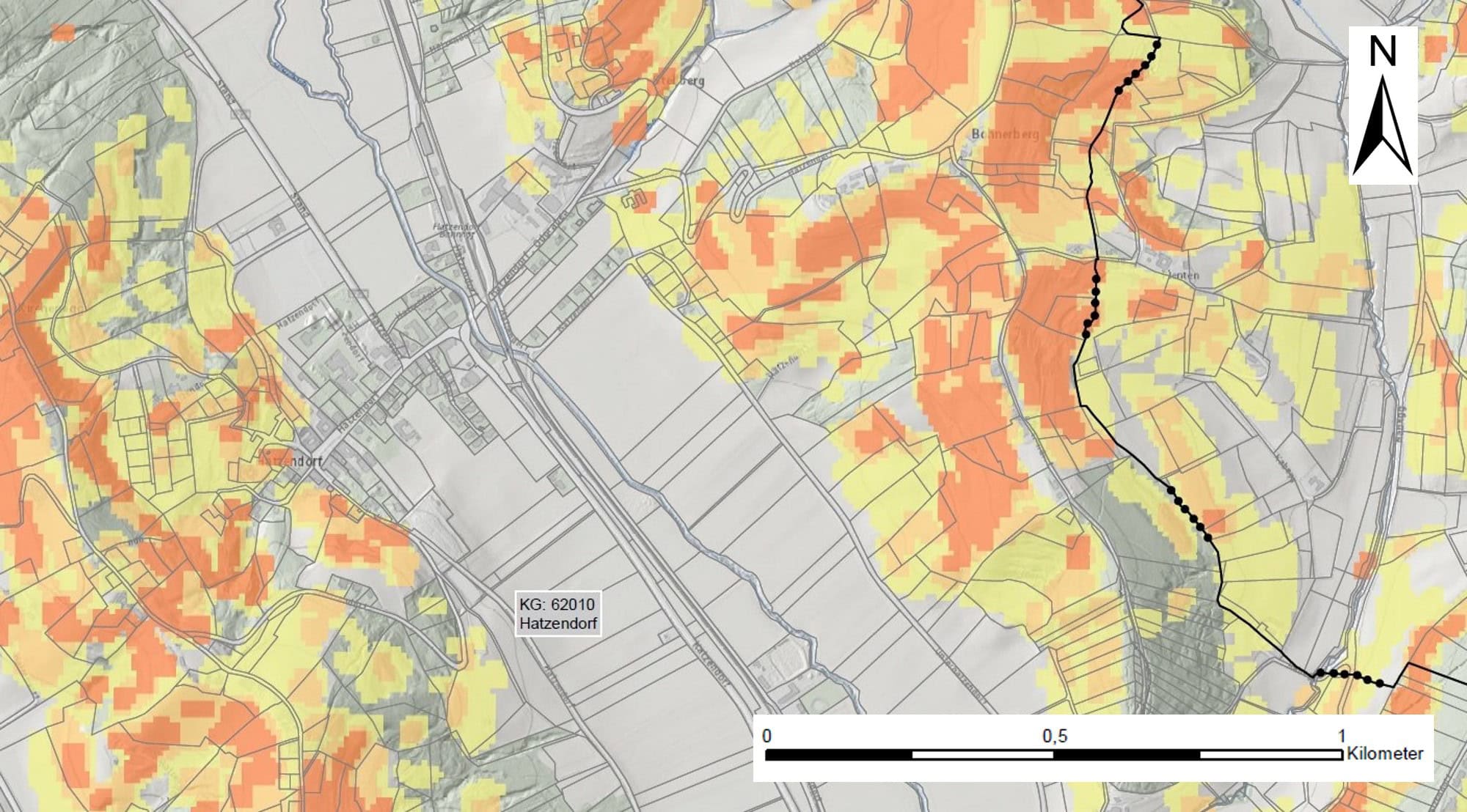 Welches Gebiet ist wie stark gefährdet? Eintrittswahrscheinlichkeit für Hangrutschungen, Bild: JOANNEUM RESEARCH