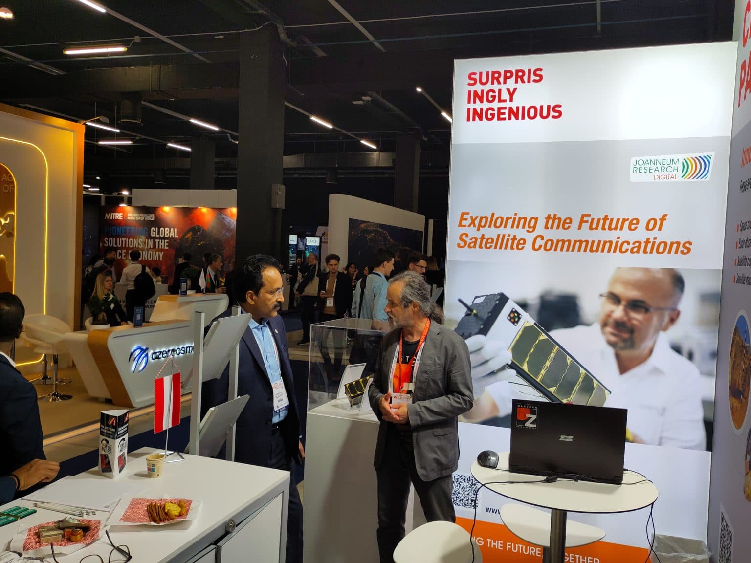 Sreedhara Panicker Somanath - head of the Indian Space Research Organisation (ISRO) - in conversation with Gerhard Paar. Credit: JOANNEUM RESEARCH