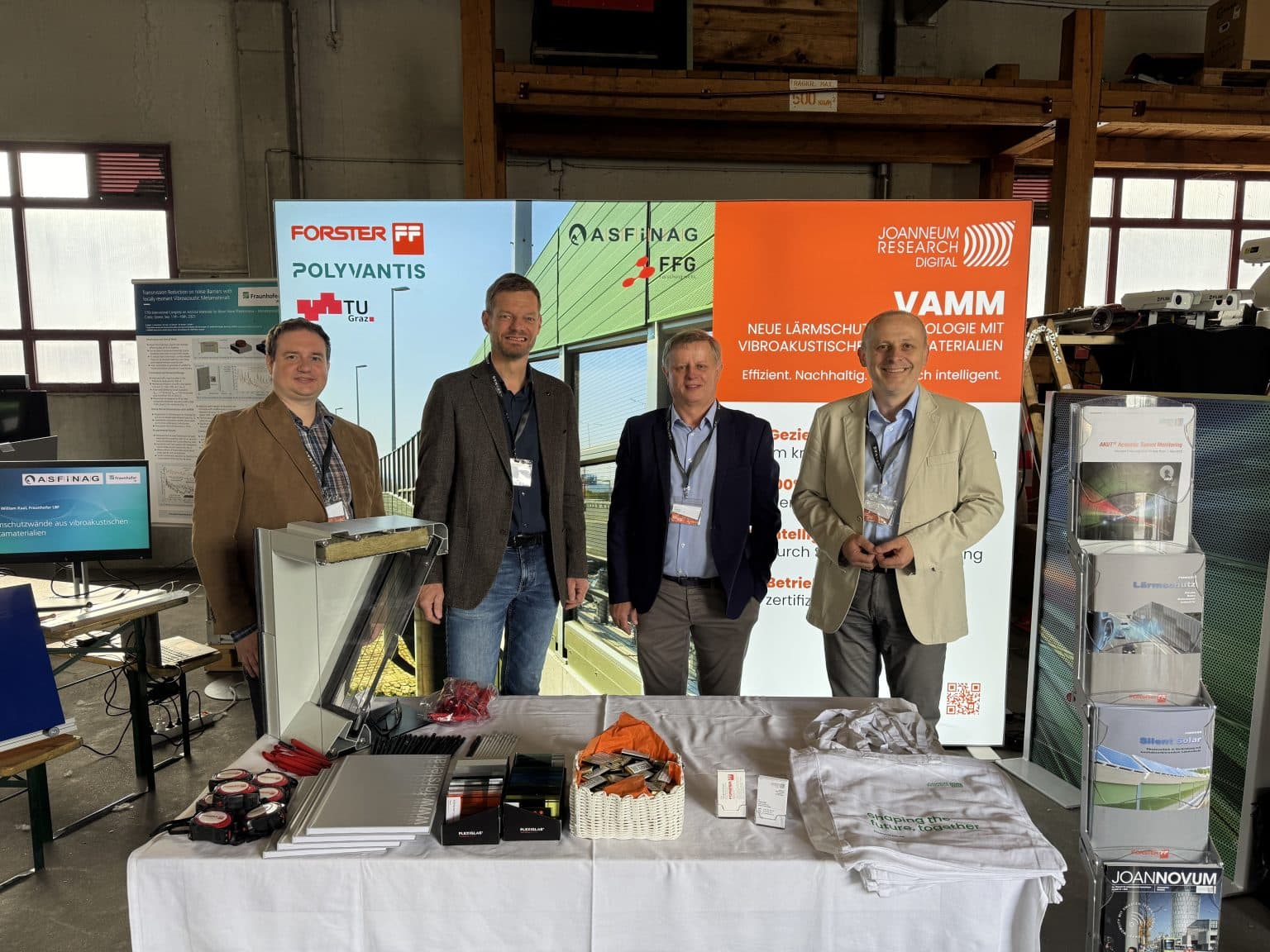 The VAMM team at the Safari stand (from left to right): Andreas Figl (Polyvantis), Leopold Dietl (Forster Metallbau), Martin Szegner (Polyvantis), Franz Graf (JOANNEUM RESEARCH) Credit: JOANNEUM RESEARCH