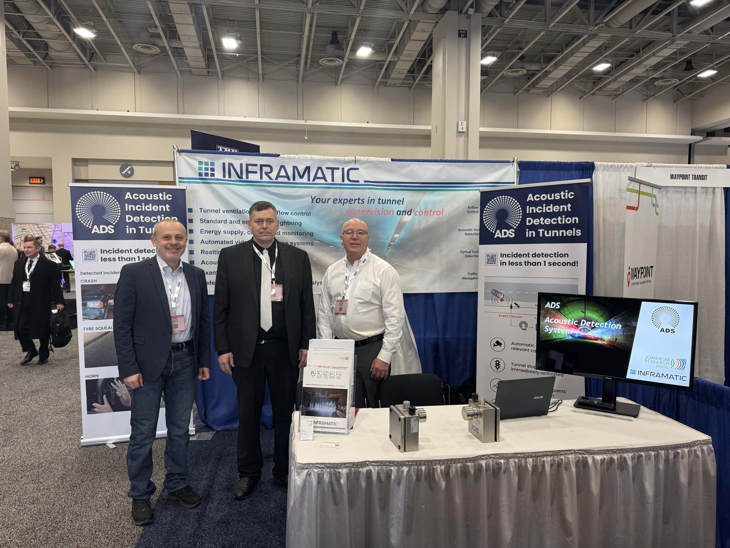 Am Messestand von Inframatic LLC und JOANNEUM RESEARCH v.l.n.r. Franz Graf (JOANNEUM RESEARCH), Stefan Haydn (CEO, Inframatic LLC) und George Thiel (Vertriebsleiter, Inframatic LLC), Foto: JOANNEUM RESEARCH