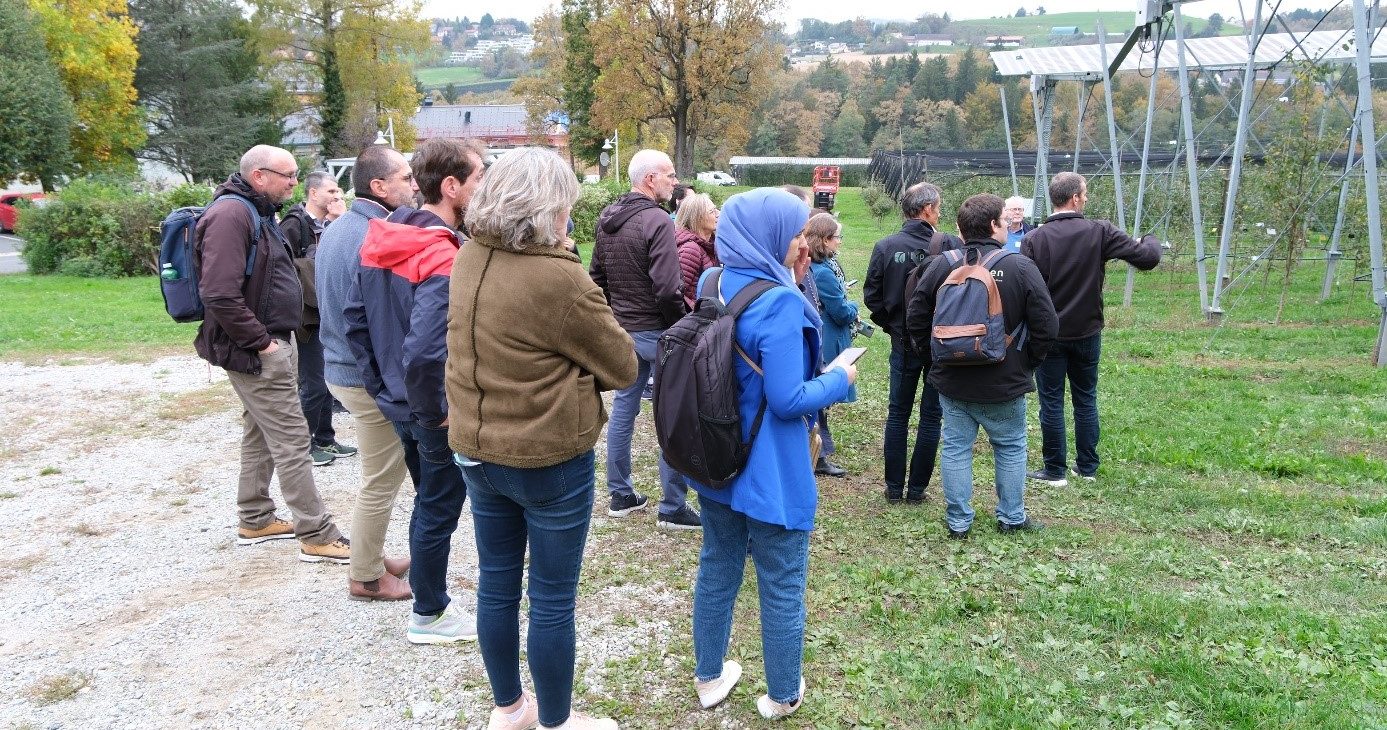Foto des Konsortiums bei der Exkursion zur Versuchsstation Obst- und Weinbau in Haidegg