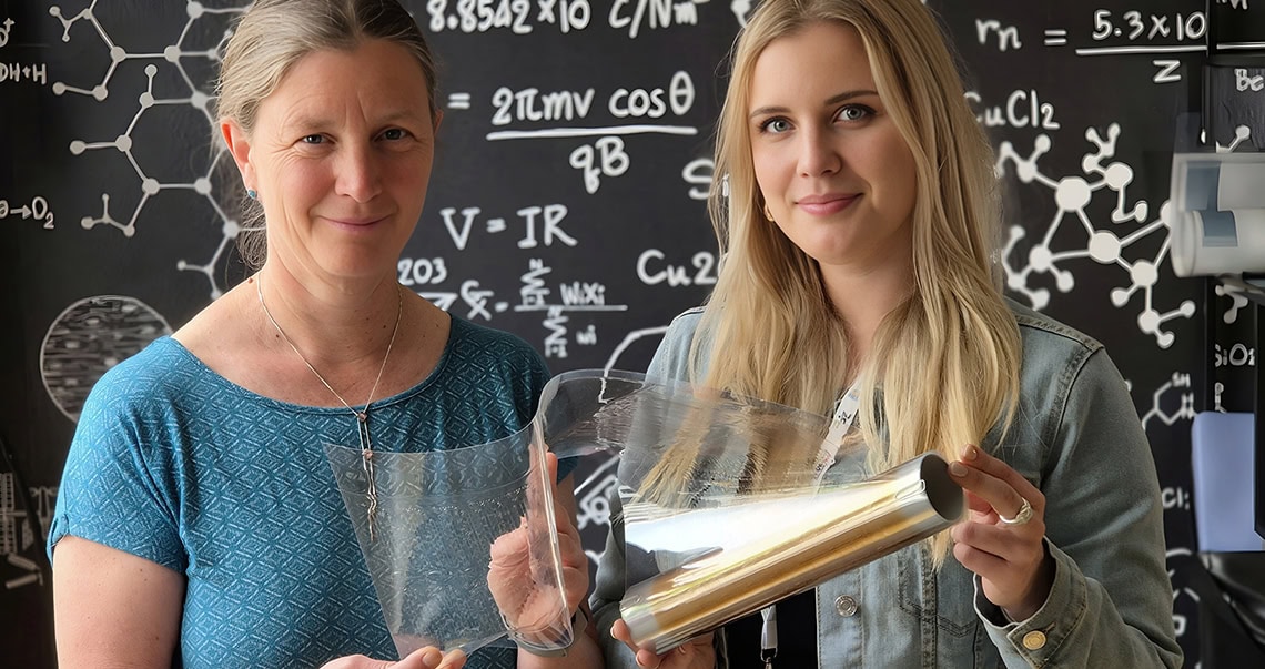 Forscherinnen mit Minilabors auf Folie