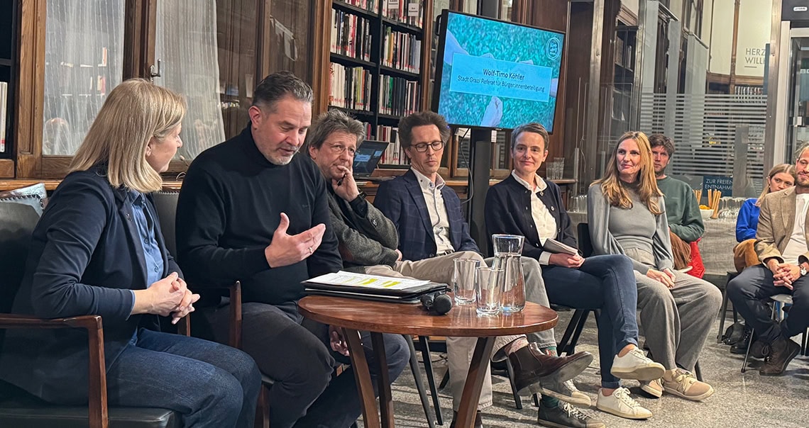 Diskussionsrunde im Zanklhof Graz über Klimapakt Vision Graz 2040